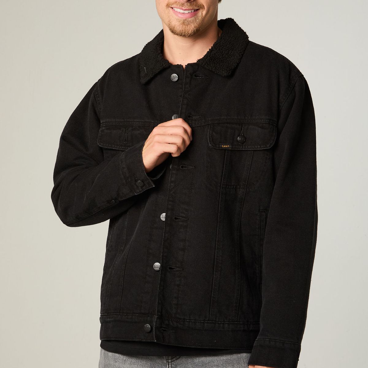 LEE - Chaqueta Hombre Regular Negro Sherpa Rider