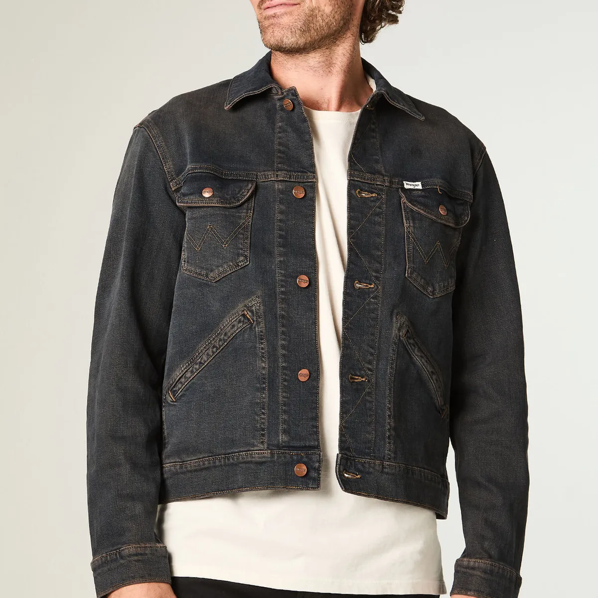 WRANGLER - Chaqueta Hombre 124Mj Denim Regular Fit Azul Oscuro