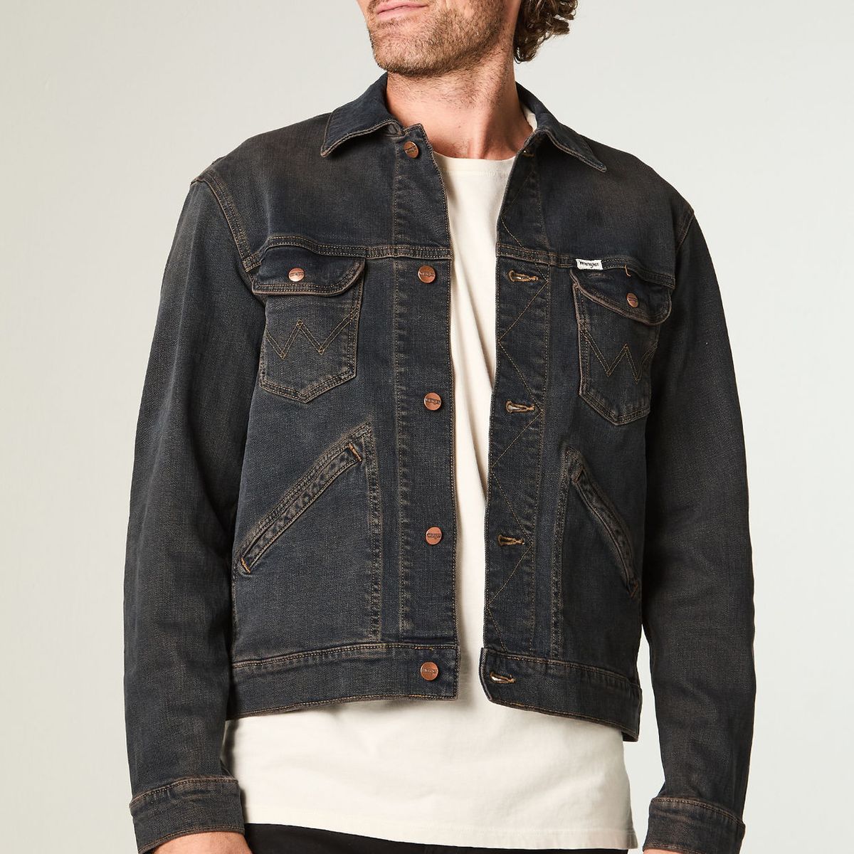 WRANGLER - Chaqueta Hombre 124Mj Denim Regular Fit Azul Oscuro