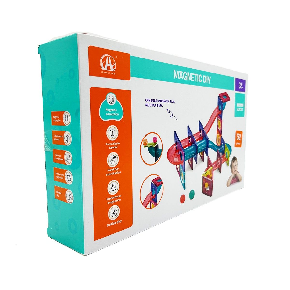 MAGNETICS - Bloques Magnéticos con Toboganes 52pcs Magnetics