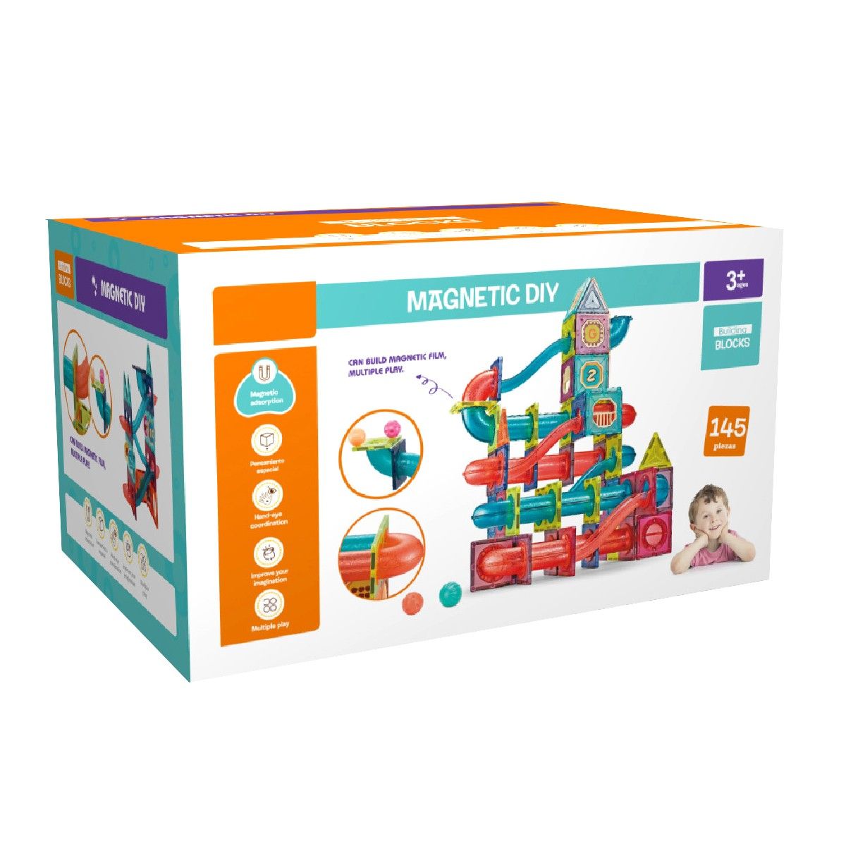 MAGNETICS - Bloques Magnéticos para Construir 145 Piezas Magnetics