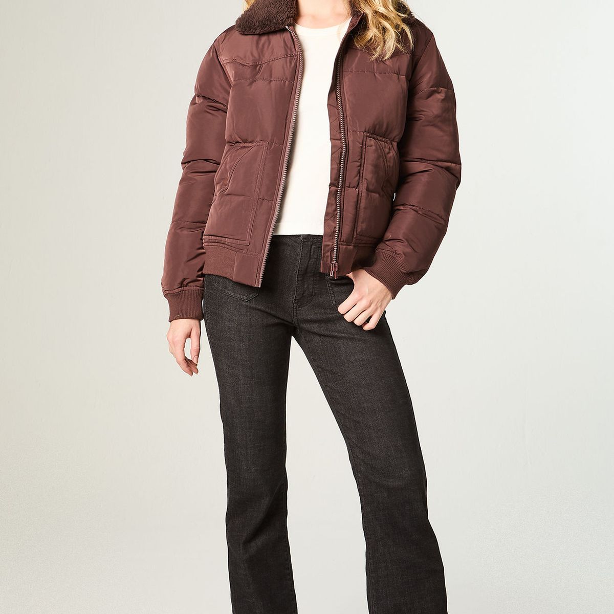 WRANGLER - Chaqueta Mujer Western Puffer Regular Fit Café