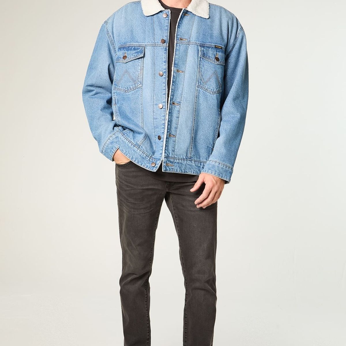 WRANGLER - Chaqueta Hombre Sherpa Denim Regular Fit Azul