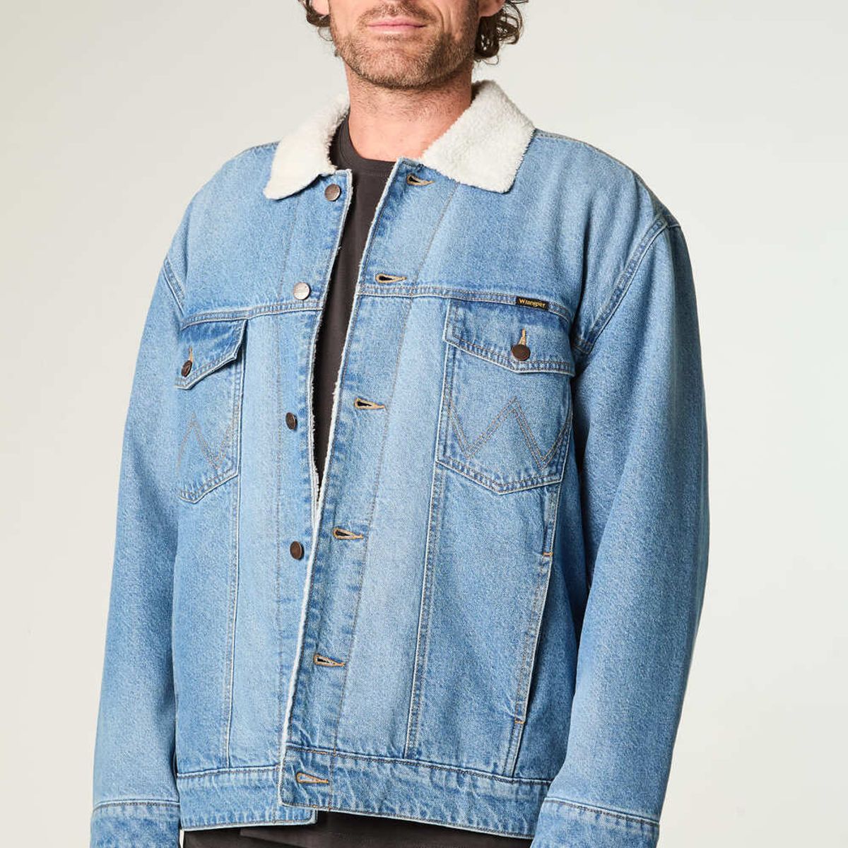 WRANGLER - Chaqueta Hombre Sherpa Denim Regular Fit Azul