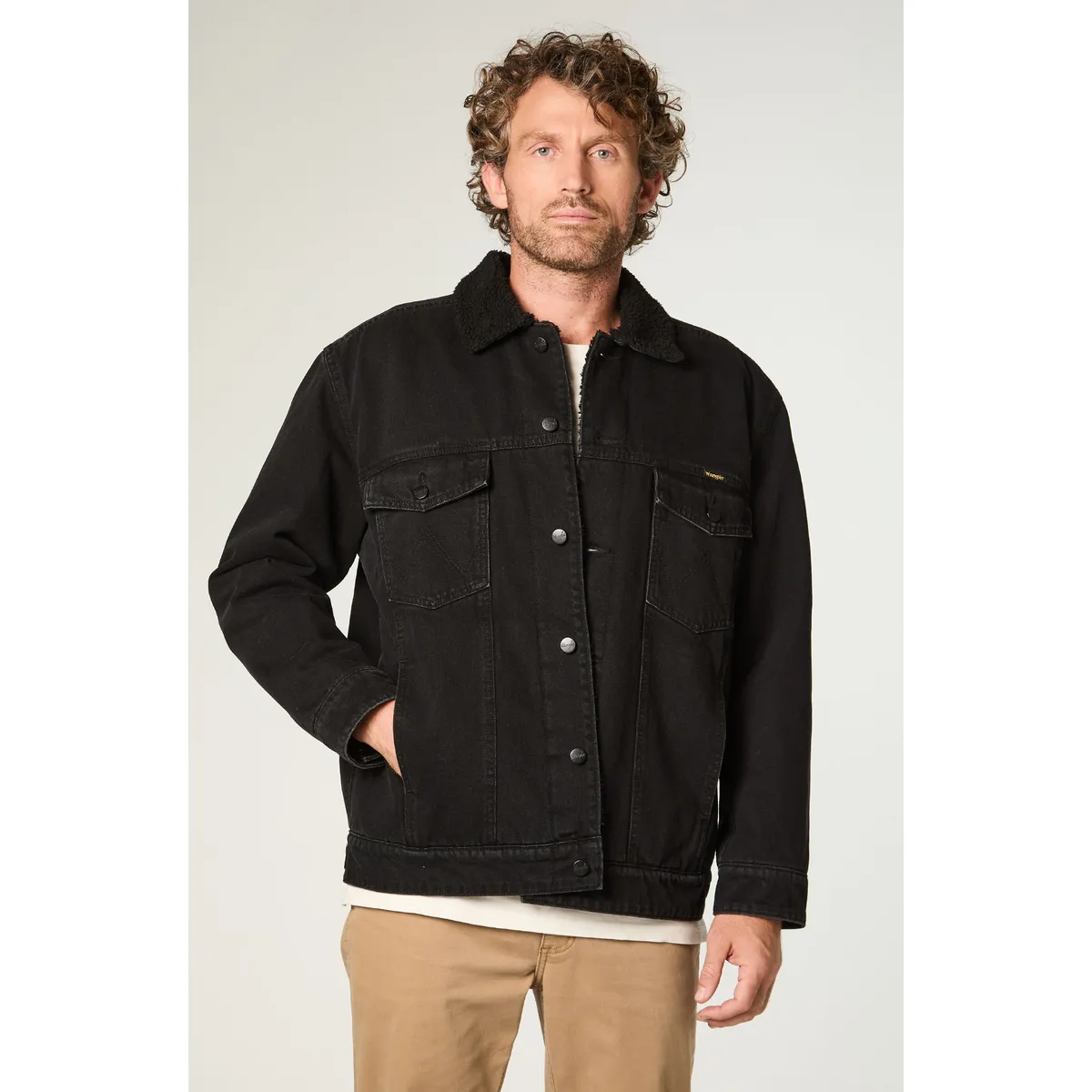 WRANGLER - Chaqueta Hombre Sherpa Denim Regular Fit Negro