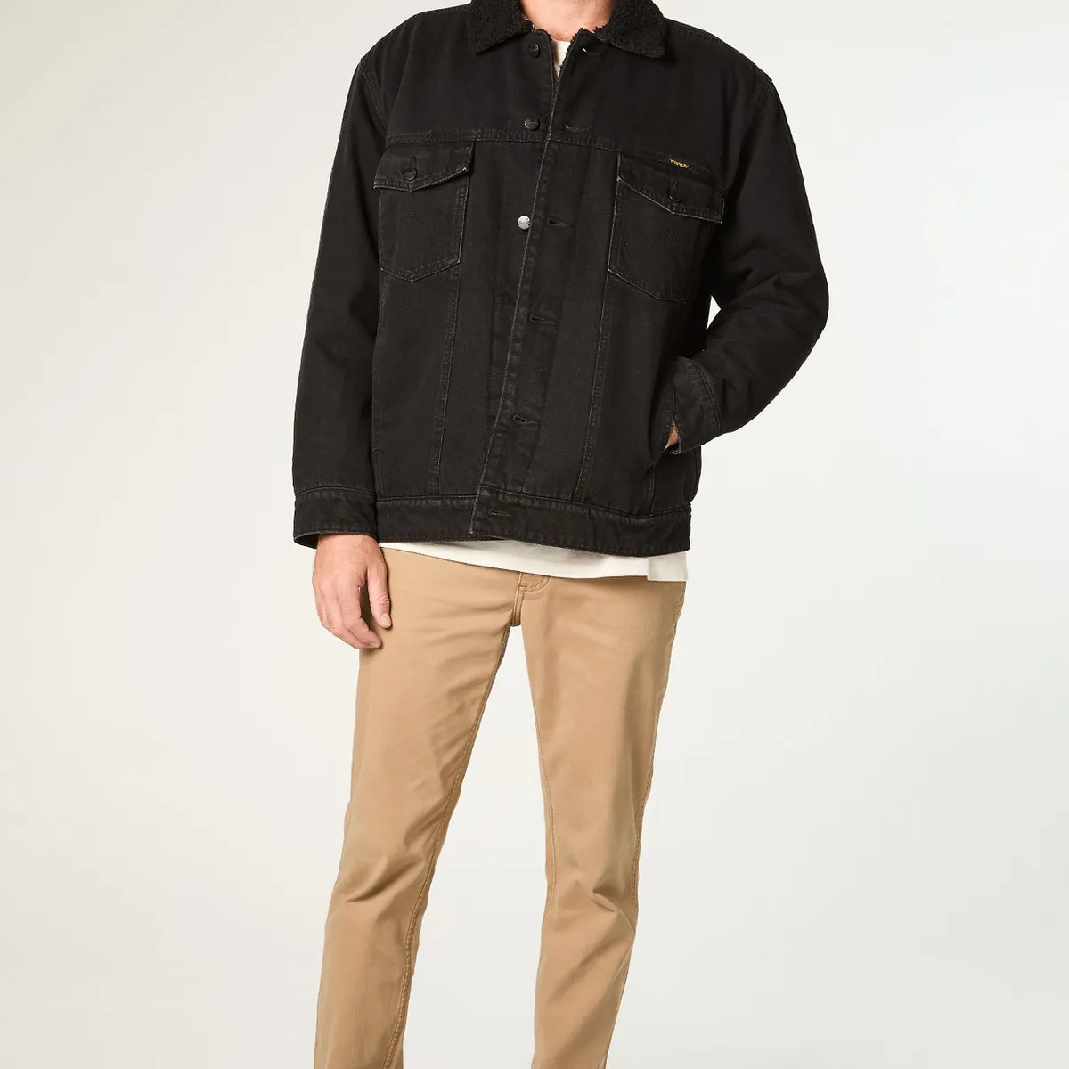 WRANGLER - Chaqueta Hombre Sherpa Denim Regular Fit Negro