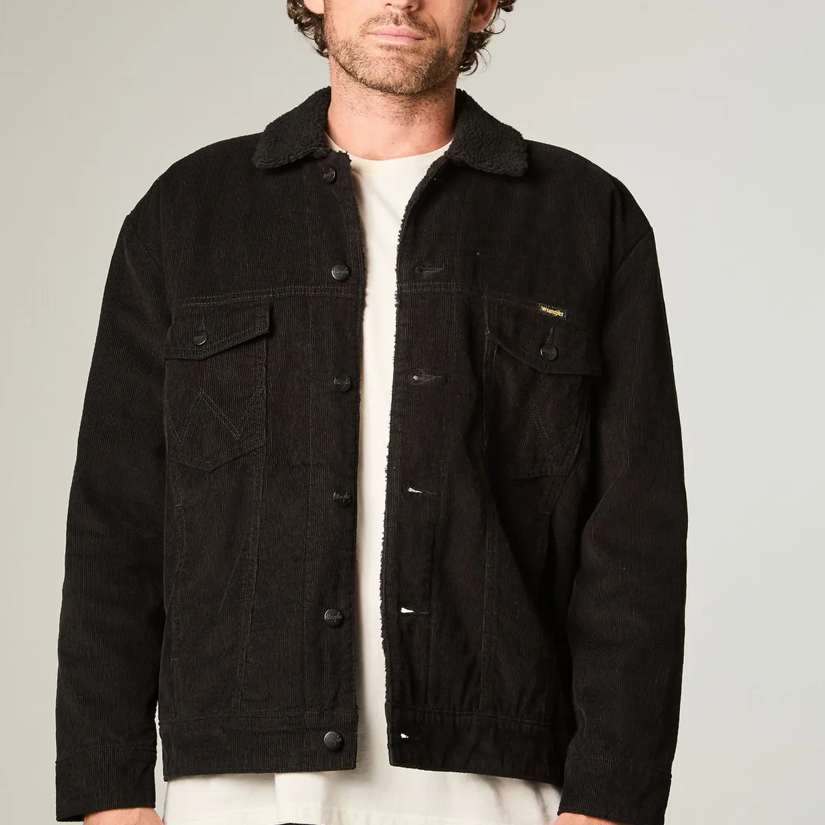 WRANGLER - Chaqueta Hombre Sherpa Cotele Regular Fit Negro