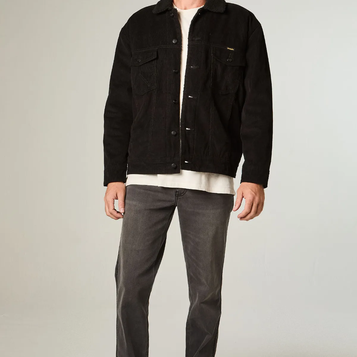 WRANGLER - Chaqueta Hombre Sherpa Cotele Regular Fit Negro