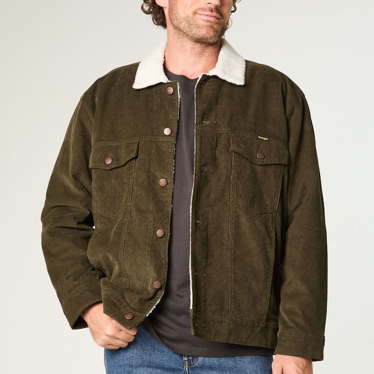 WRANGLER - Chaqueta Hombre Sherpa Cotele Regular Fit Verde