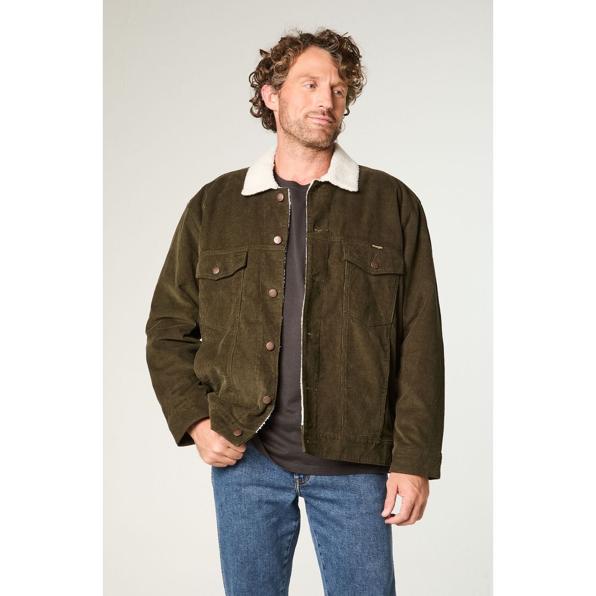 WRANGLER - Chaqueta Hombre Sherpa Cotele Regular Fit Verde