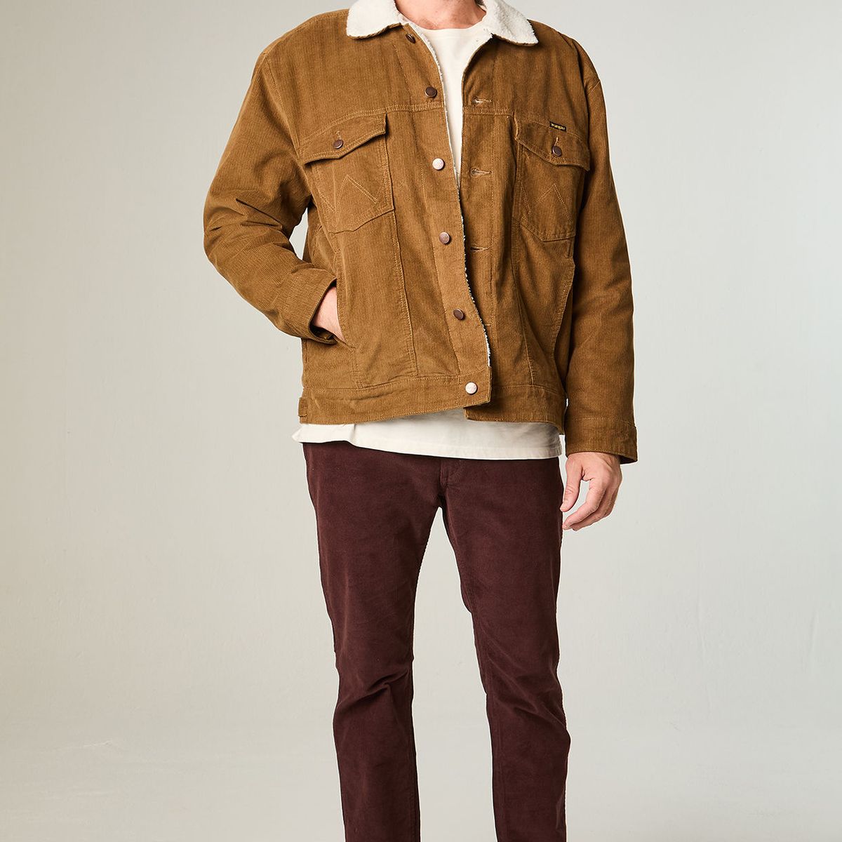 WRANGLER - Chaqueta Hombre Sherpa Cotele Regular Fit Tiger Eye