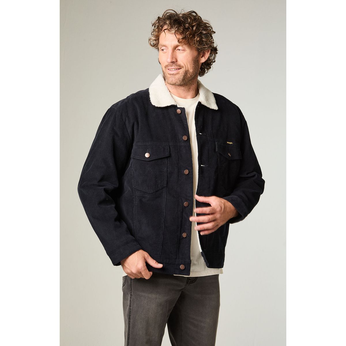 WRANGLER - Chaqueta Hombre Sherpa Cotele Regular Fit Azul