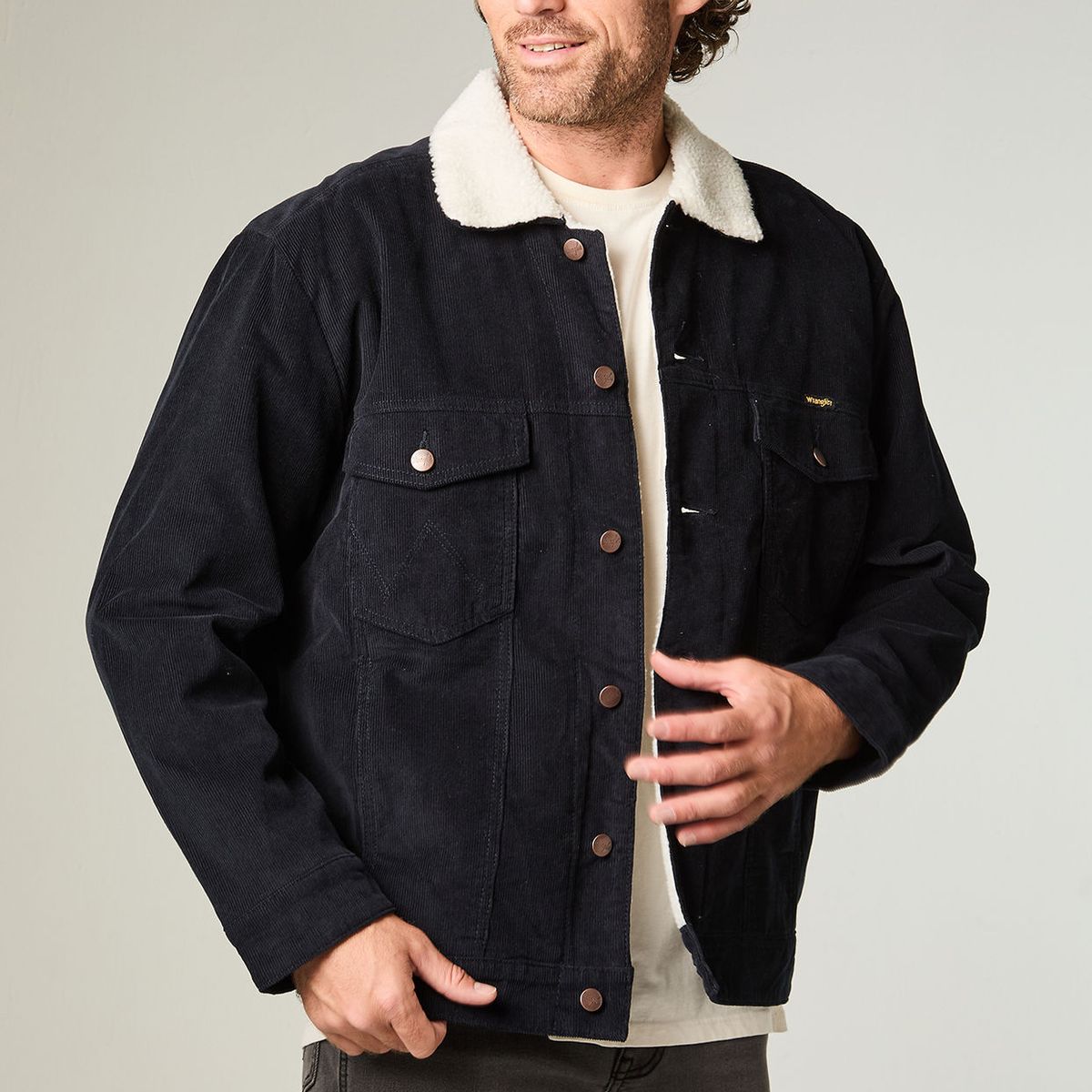WRANGLER - Chaqueta Hombre Sherpa Cotele Regular Fit Azul