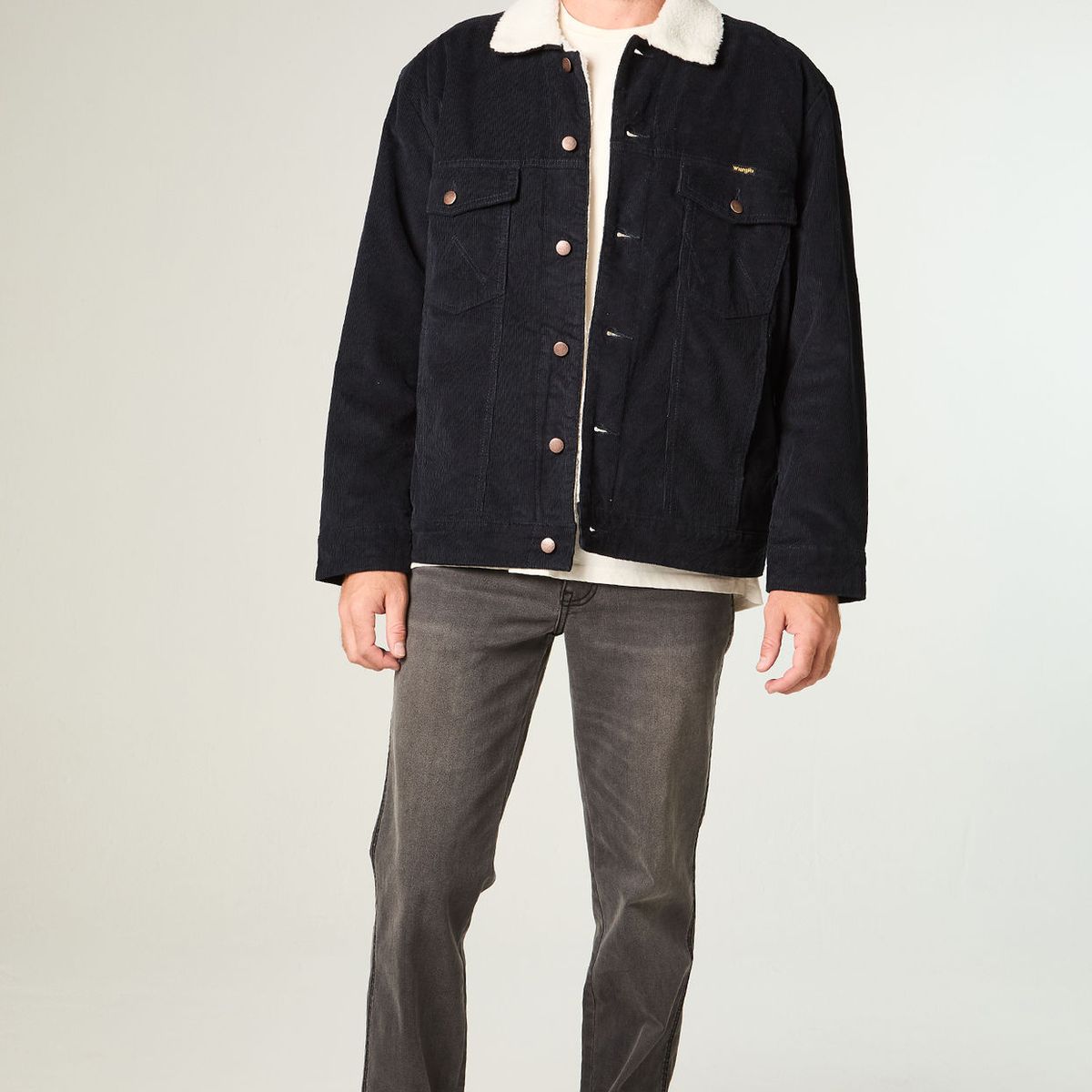 WRANGLER - Chaqueta Hombre Sherpa Cotele Regular Fit Azul