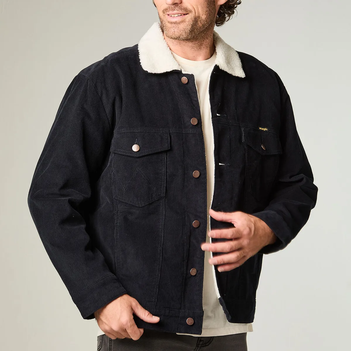 WRANGLER - Chaqueta Hombre Sherpa Cotele Regular Fit Azul