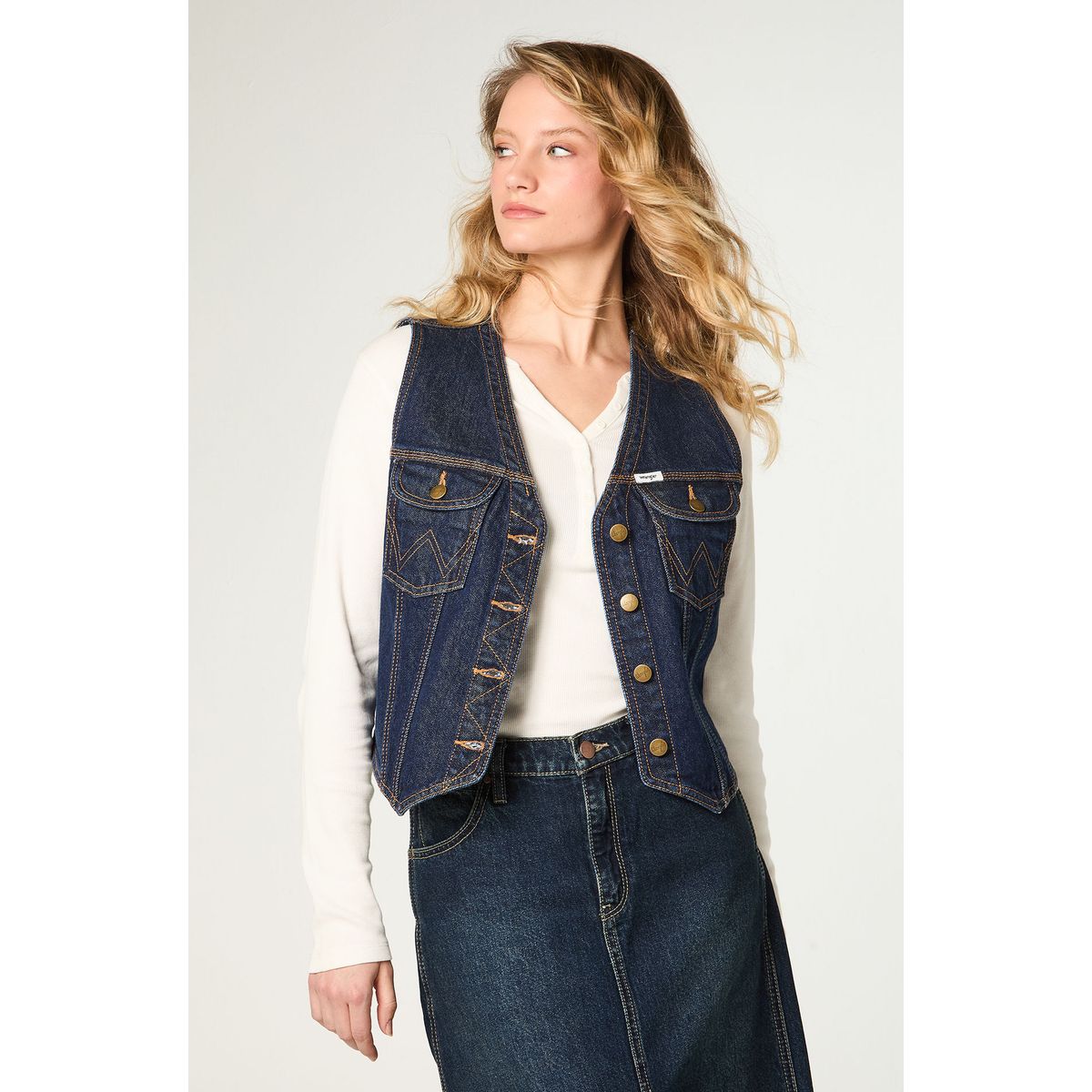 WRANGLER - Chaqueta Mujer Vest Denim Regular Fit Raw