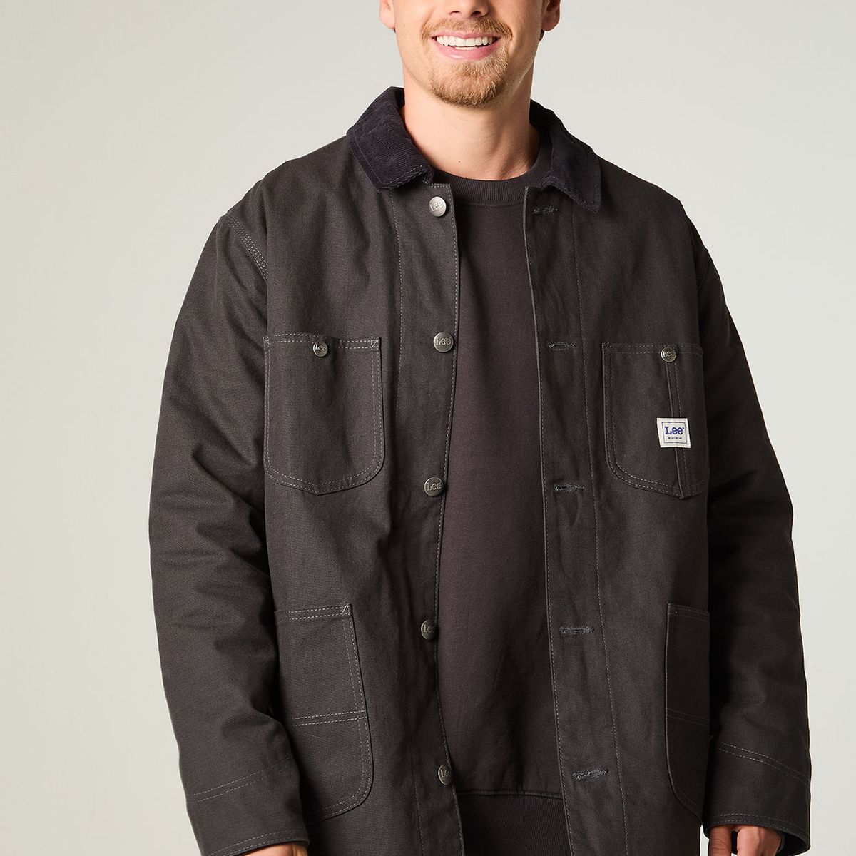 LEE - Chaqueta Hombre Loose Gris Canvas