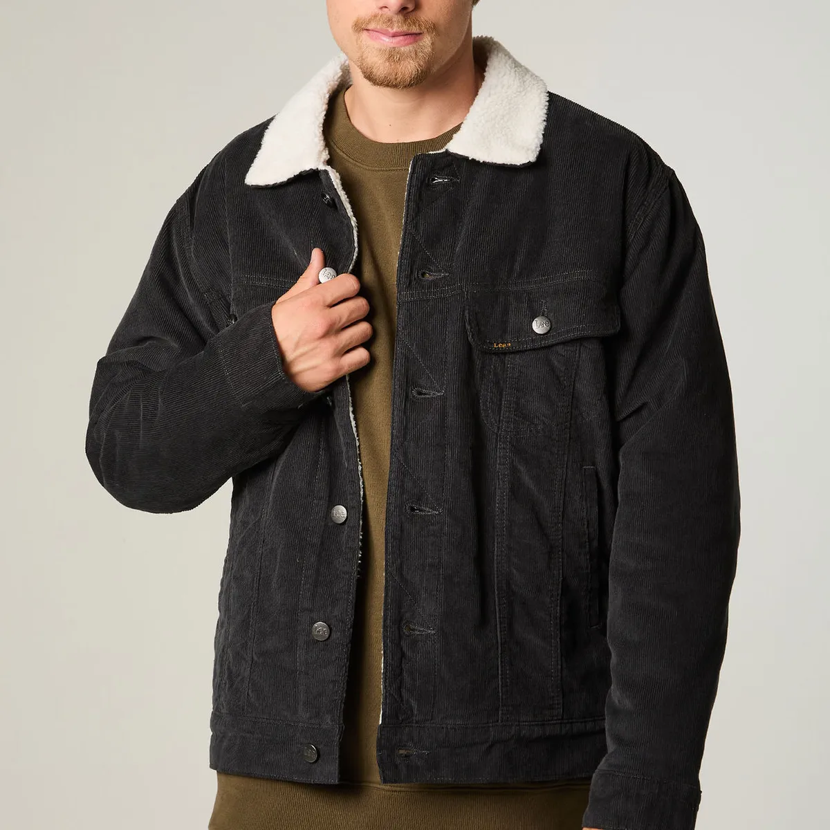 LEE - Chaqueta Hombre Regular Gris Cotele