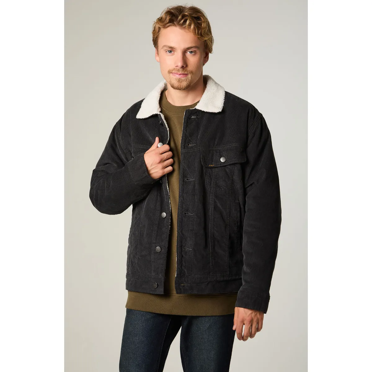 LEE - Chaqueta Hombre Regular Gris Cotele
