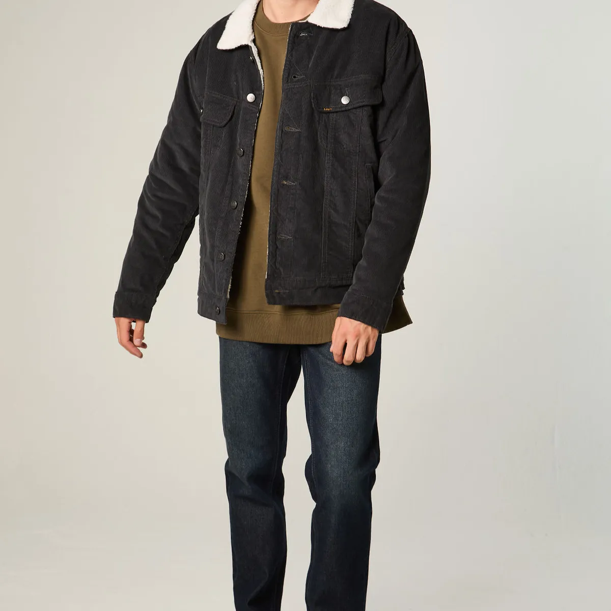 LEE - Chaqueta Hombre Regular Gris Cotele