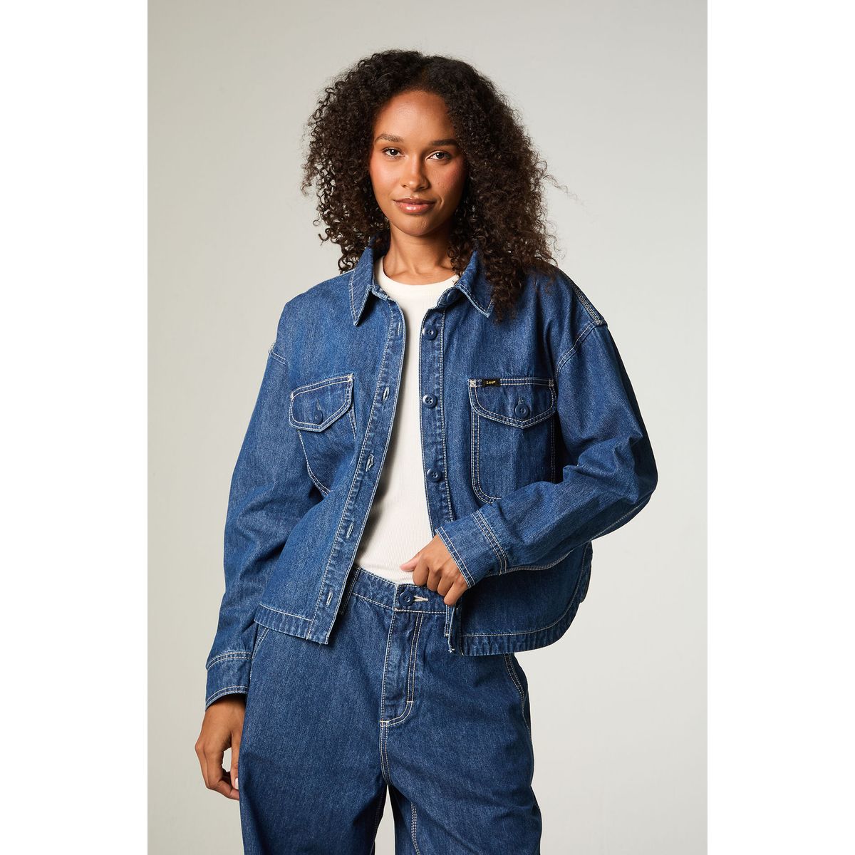 LEE - Chaqueta Mujer Crop Azul Utility