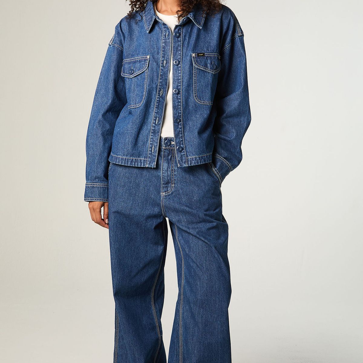 LEE - Chaqueta Mujer Crop Azul Utility