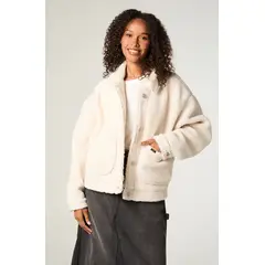 LEE - Chaqueta Mujer Crop Ecru Sherpa