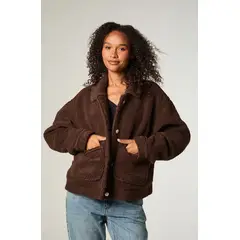 LEE - Chaqueta Mujer Crop Chocolate Sherpa