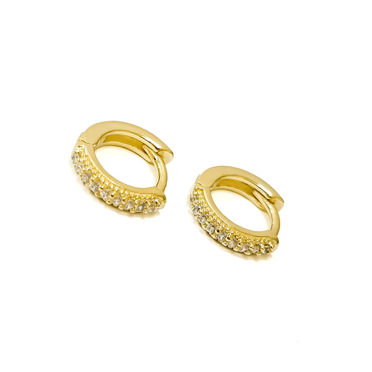 COGGIOLA - Aros Argolla Niña Cintillo Micro Circón Enchapado Oro 18K
