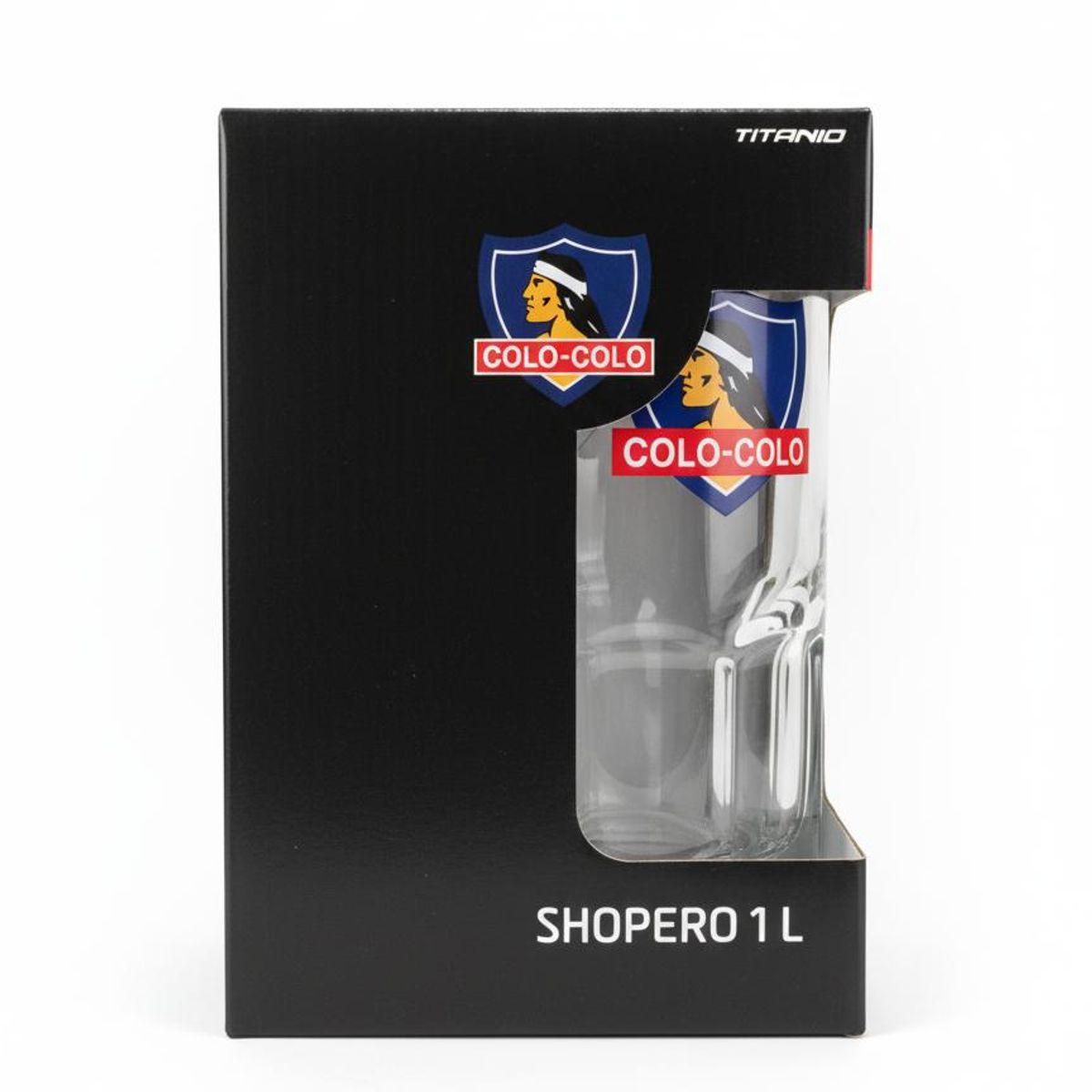 TITANIO - Shopero de Vidrio Colo-Colo 1 Litro - Jarro Cervecero Gigante Albo