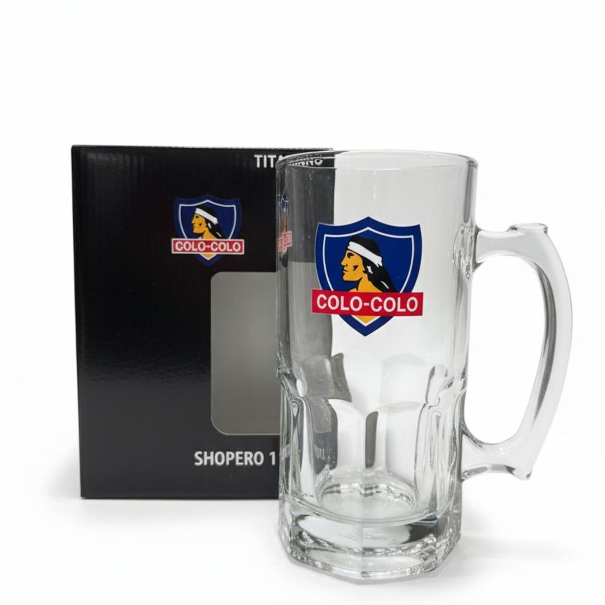 TITANIO - Shopero de Vidrio Colo-Colo 1 Litro - Jarro Cervecero Gigante Albo