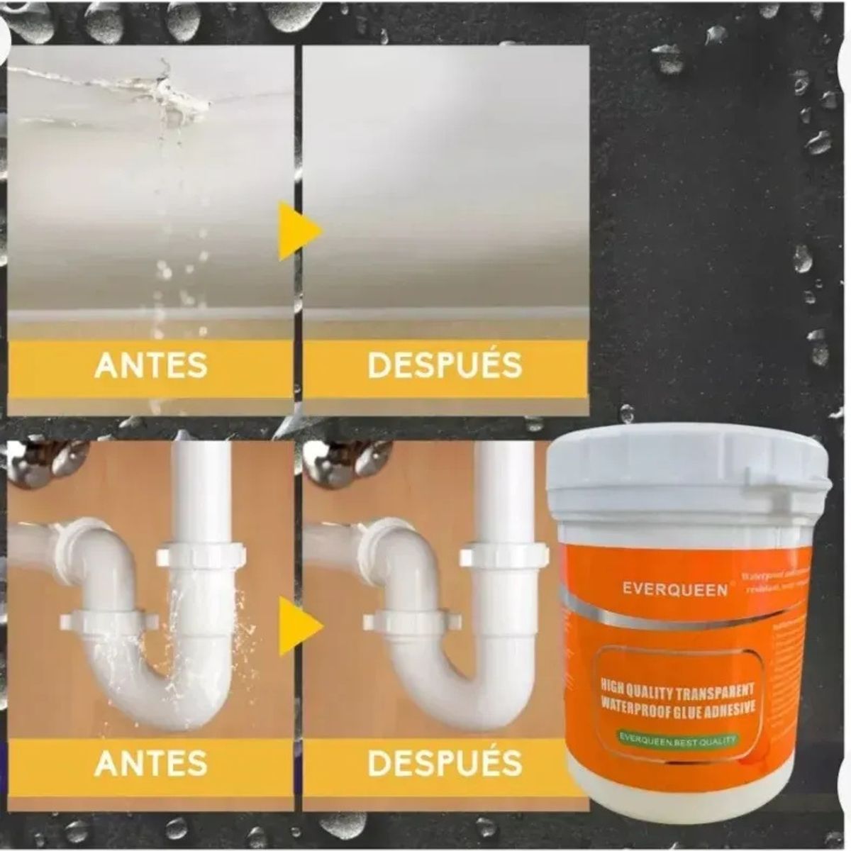 GENERICO - Tapa Goteras Sellantes Impermeable Transparente Sellador Adhesivo 300Gr
