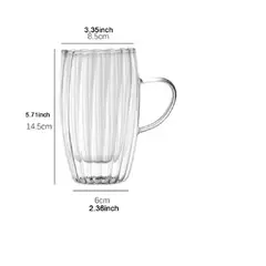 GENERICO - Taza de vidrio transparente doble pared con relieve – 450 ml