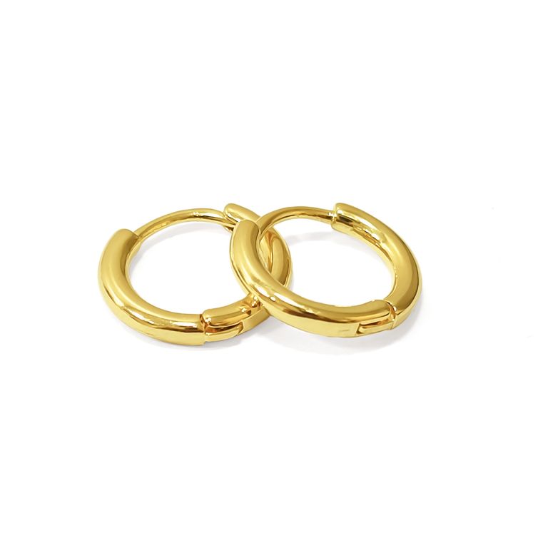 Aros Argollas Bisagra 13mm Enchapado Oro 18K Dorado TALLA UNICA