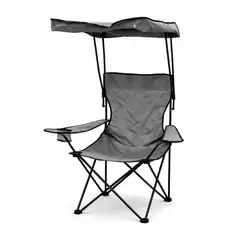 GENERICO - Silla Gris Plegable Con Toldo Y Porta Vaso Playa