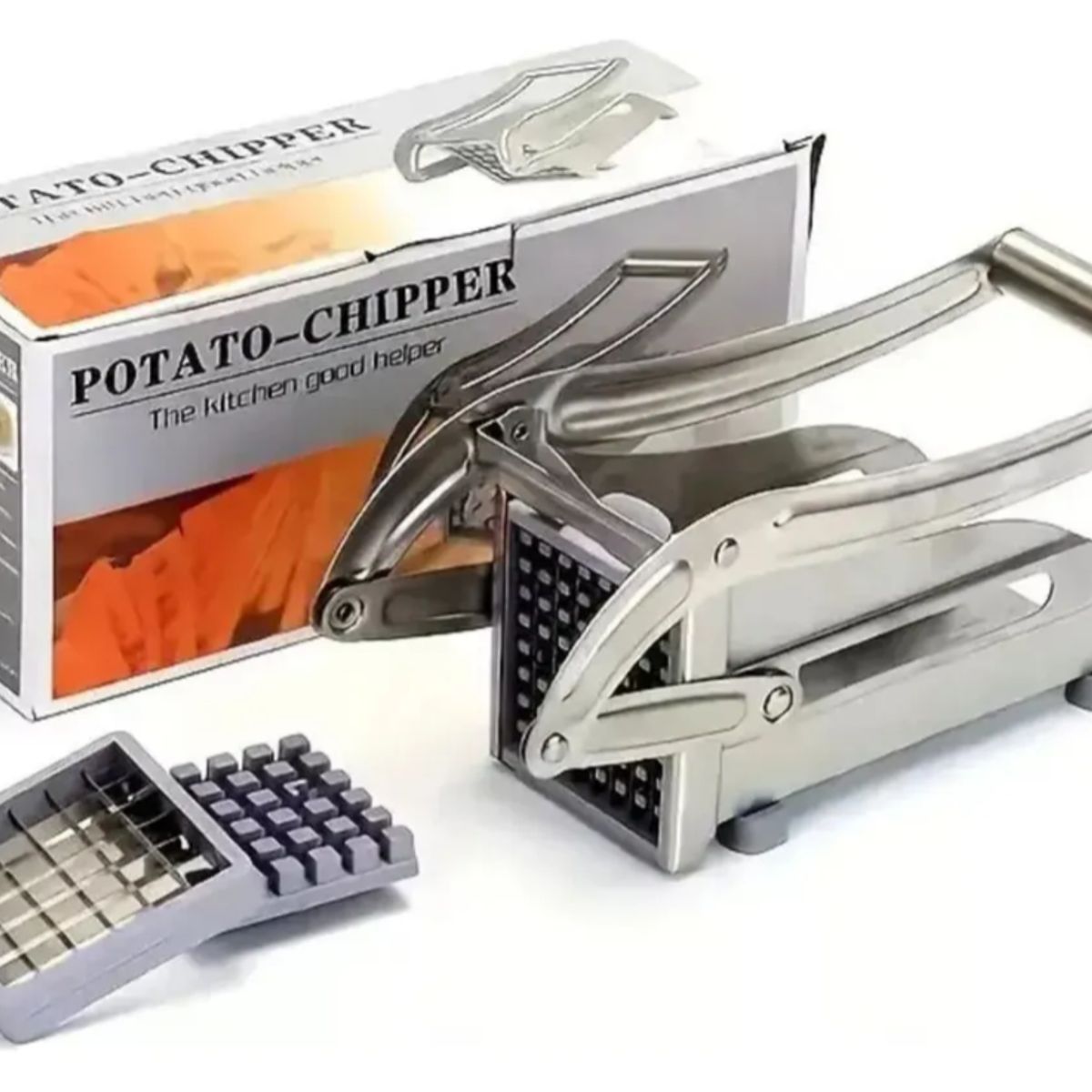 TASBEL - Cortador Papas Fritas Acero Inoxidable Manual 2 Discos Intercambiables Papa Frita Casera