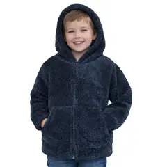 AAYO MODA - Chaqueta Polar Chiporro Niño Azul Marino Colegio Invierno Suave y Abrigada