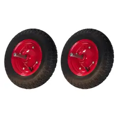 GENERICO - Rueda carretilla 4 telas con eje 350x8 2 unidades Cerram