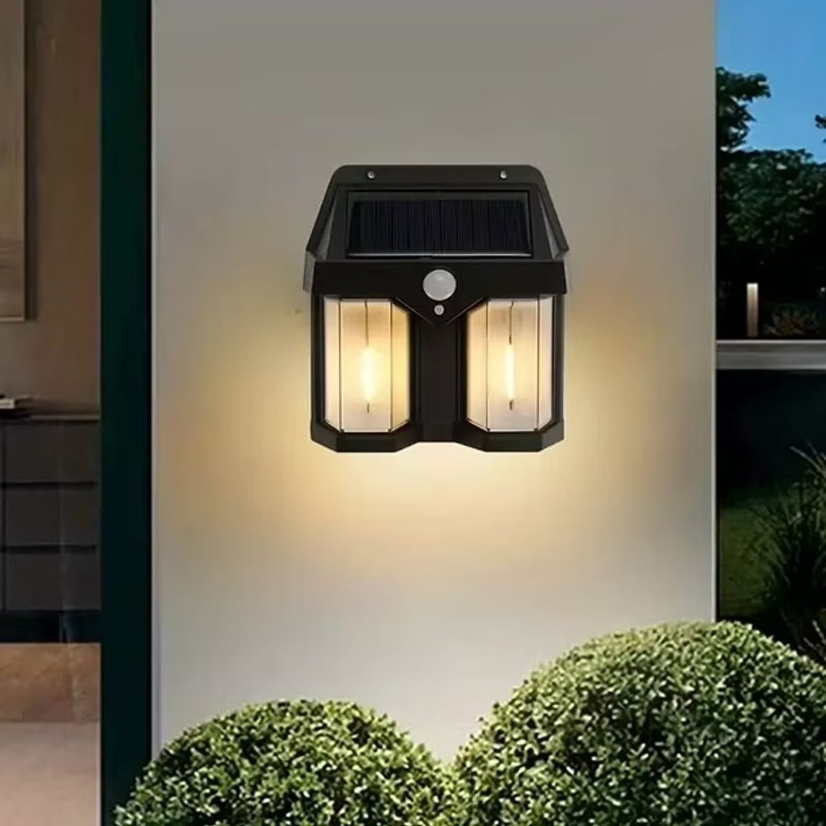 GENERICO - LAMPARA FAROL DOBLE DE PARED SOLAR SENSOR DE MOVIMIENTO
