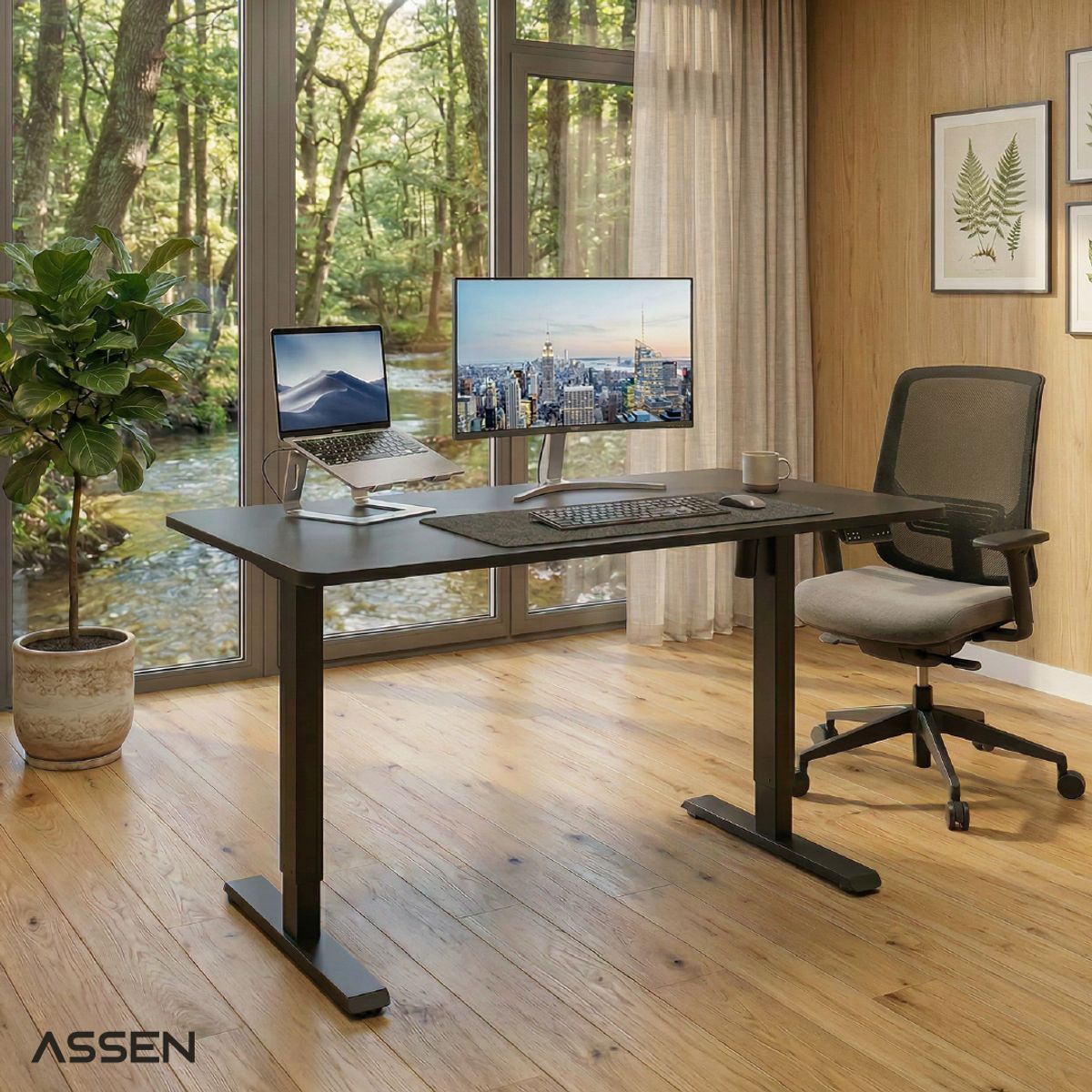 ASSEN - Escritorio Altura Regulable Essential 120x60cm Negro Assen Kiosclub