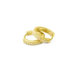 COGGIOLA - Aros Argolla Cintillo Micro Circón 12mm Enchapado Oro 18K