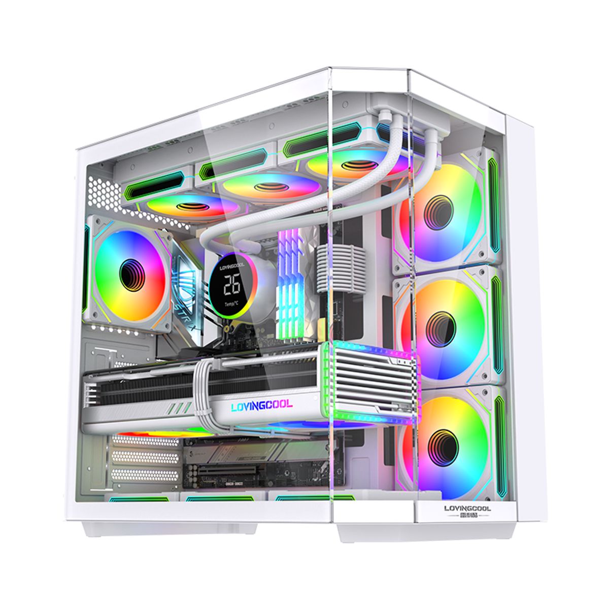 GENERICO - Gabinete Gamer Mid-tower Atx Rgb Vidrio Templado Max 10 Fan Blanco COREFORCE