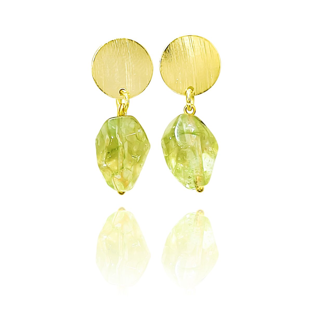 COGGIOLA - Aros Peridot Facetado Tope Redondo Enchapado Oro 18K