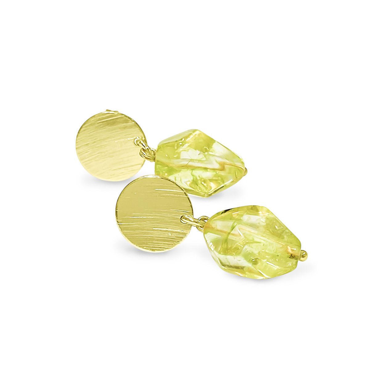 COGGIOLA - Aros Peridot Facetado Tope Redondo Enchapado Oro 18K