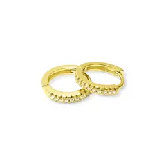 COGGIOLA - Aros Argolla 1 línea Circón 14mm Enchapado Oro 18K