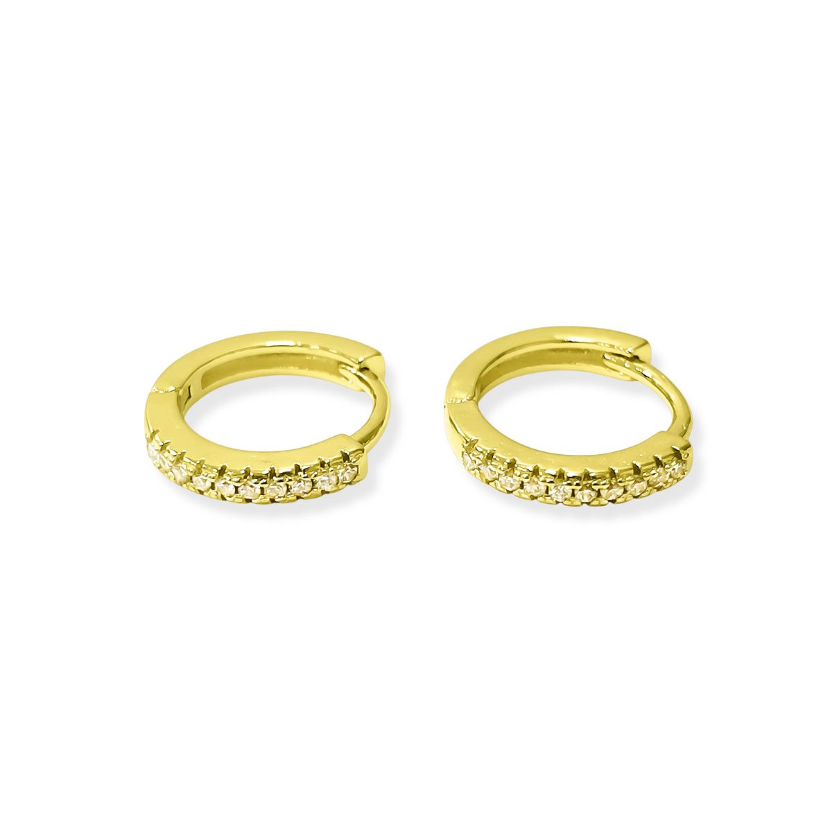 COGGIOLA - Aros Argolla 1 línea Circón 14mm Enchapado Oro 18K