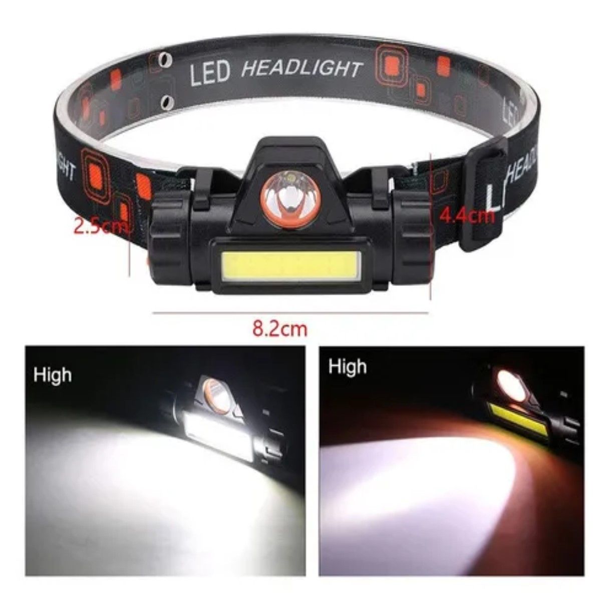GENERICO - Linterna Minero Cabeza Led Cob Vincha Recargable Con Iman Color De La Luz Blanca BELUG