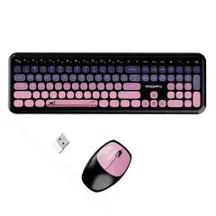MOFI - Kit Teclado y Mouse Inalámbrico Rosa Negro