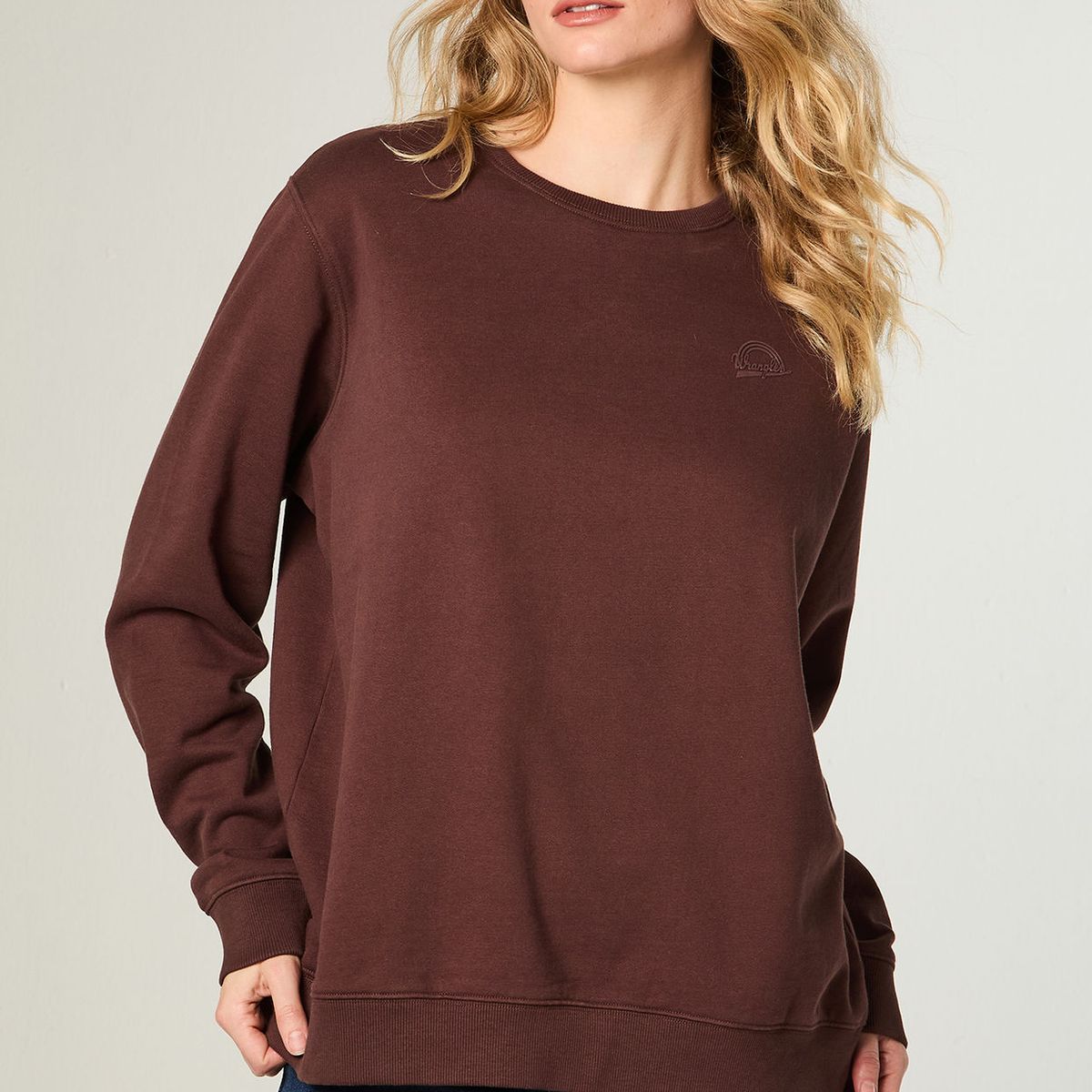 WRANGLER - Poleron Mujer Crewneck Regular Fit Café