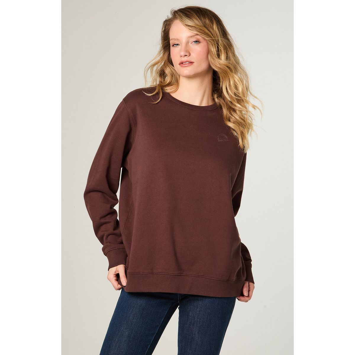WRANGLER - Poleron Mujer Crewneck Regular Fit Café